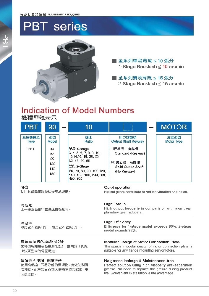 精密行星减速机PBT系列选型手册